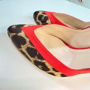 Gia Couture Firenze Red Satin Leopard Print Slingback Pumps Heels Size 41 Italy
